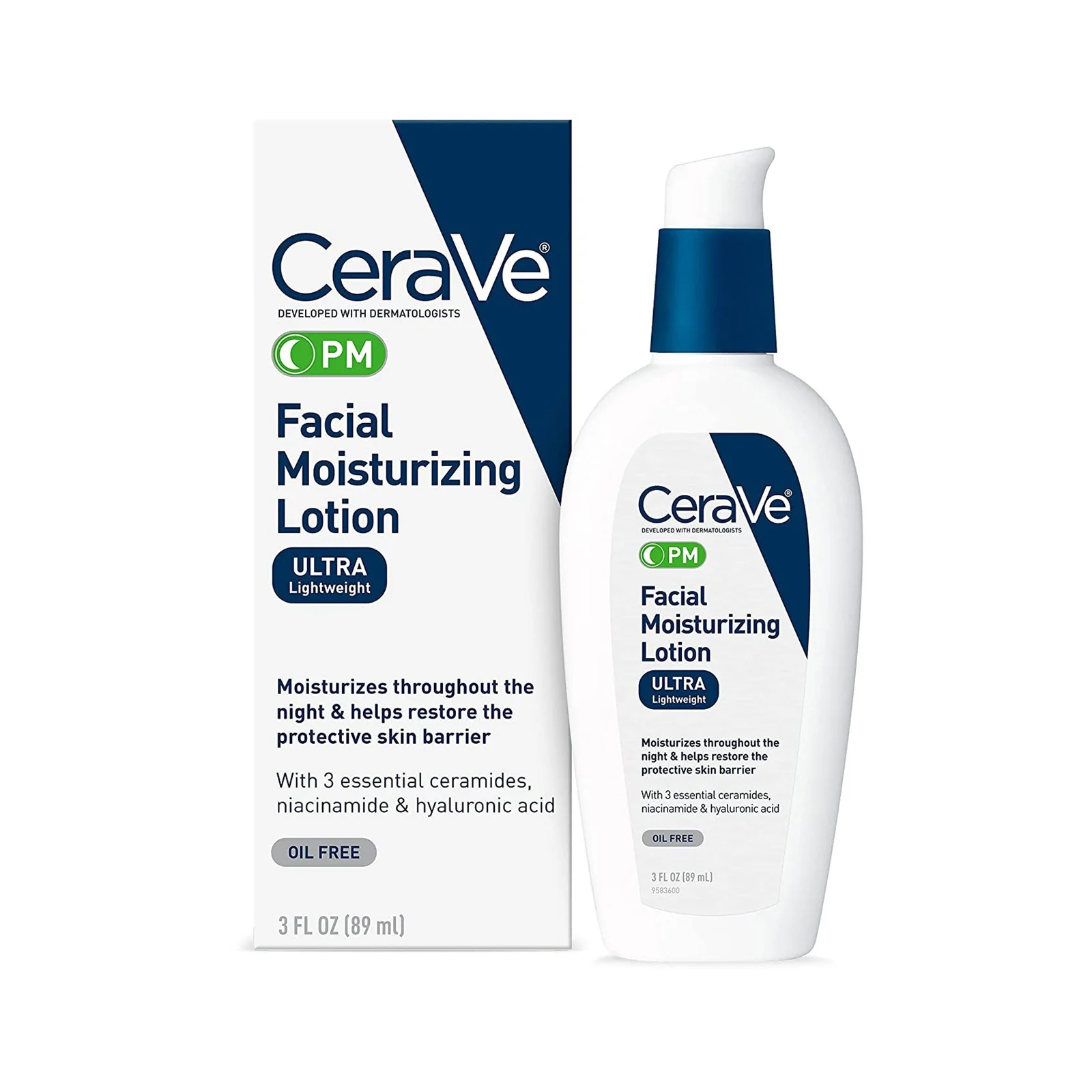 CeraVe PM Facial Moisturizing Lotion Ultra Lightweight (3 FL OZ / 89 ml)