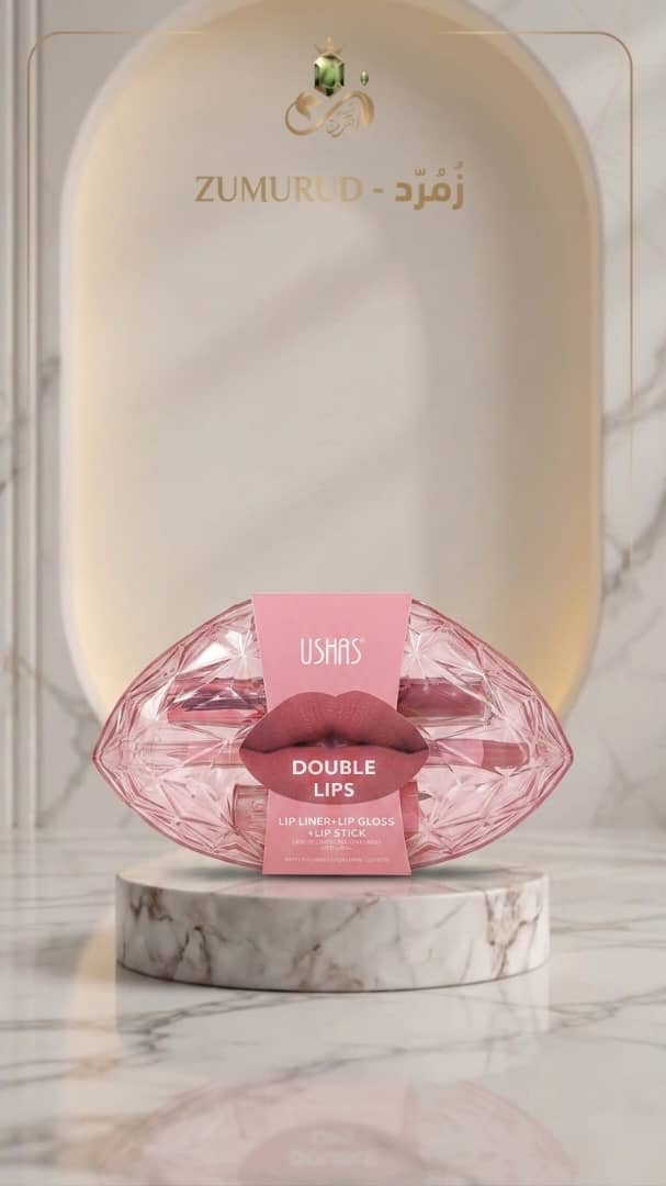 USHAS Double Lips Lip Liner + Lip Gloss + Lipstick